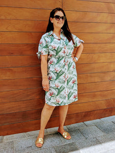 Vienna Shirt Dress - Tropical Leaf