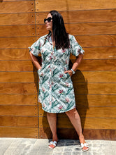 Load image into Gallery viewer, Vienna Shirt Dress - Tropical Leaf
