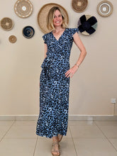 Load image into Gallery viewer, Phoenix Wrap Dress - Blue Animal
