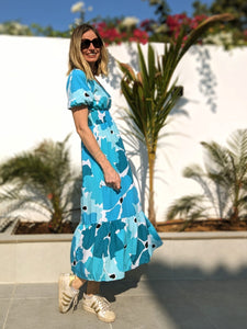 Marina Smocked Dress - Tantalising Turquoise