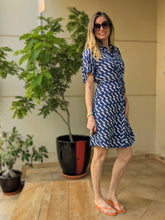 Load image into Gallery viewer, Vienna Shirt Dress - Blue Flourish
