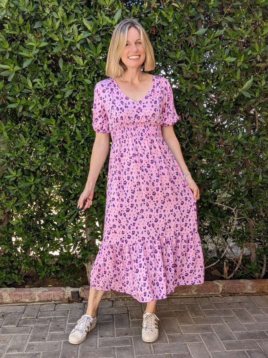 Marina Smocked Dress - Pink Animal Print